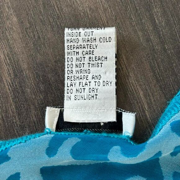 Vtg Cache Silk Cashmere Long Sleeve Shirt Blue Sheer Lace Velvet Blouse Medium - Picture 6 of 9